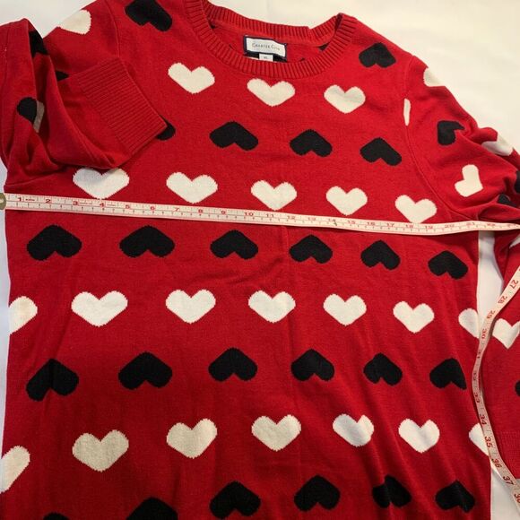 Charter Club Sweater Womens XL Red Heart Pattern Festive Crew Classic Playful - Picture 7 of 10